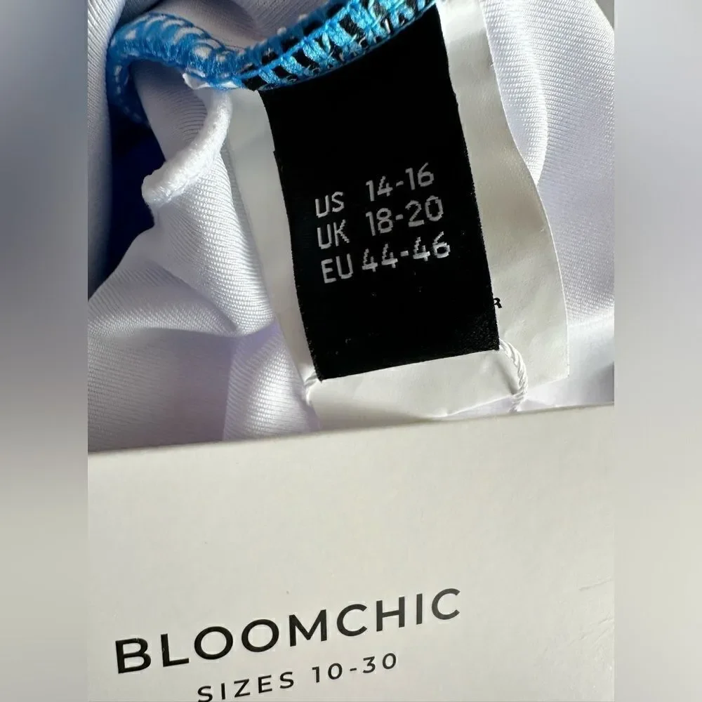 NWT BloomChic Plus Size Blue 2 Piece Swimsuit Swim Dress Ruched Front - Size 1XL - Picture 6 of 6